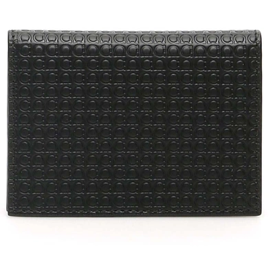 Pre-owned Ferragamo Black Leather Gancini Micro Bi-fold Cardholder
