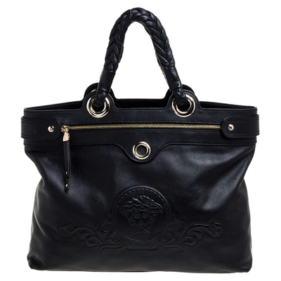 Pre-owned Versace Black Leather Tote