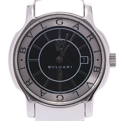 Pre-owned Bvlgari Black Stainless Steel Solo Tempo St29s Women's Wristwatch 29 Mm