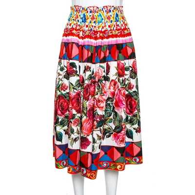 Pre-owned Dolce & Gabbana Multicolor Carretto Print Cotton Pleated Skirt S