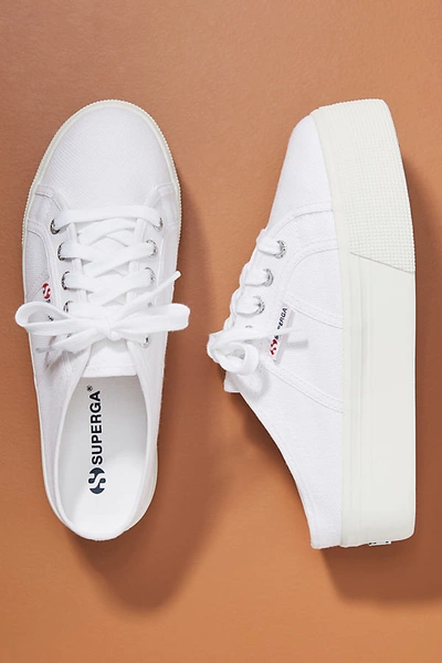 Shop Superga Classic Platform Slip-on Sneakers In White