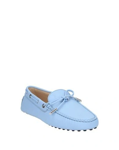 Shop Tod's Woman Loafers Azure Size 7.5 Leather In Blue