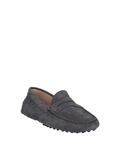 Shop Tod's Woman Loafers Steel Grey Size 5.5 Calfskin
