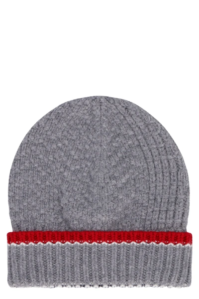 Shop Thom Browne Knitted Beanie In Grey