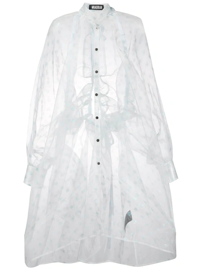Shop Miaoran Polda-dot Chiffon Shirt Dress In White