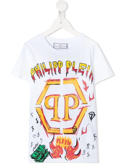 Shop Philipp Plein Junior Logo-print T-shirt In White