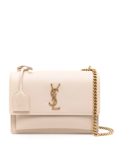 Shop Saint Laurent Medium Sunset Shoulder Bag In Neutrals