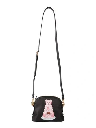 Shop Moschino Cake Teddy Bear Black Polyester Shoulder Bag