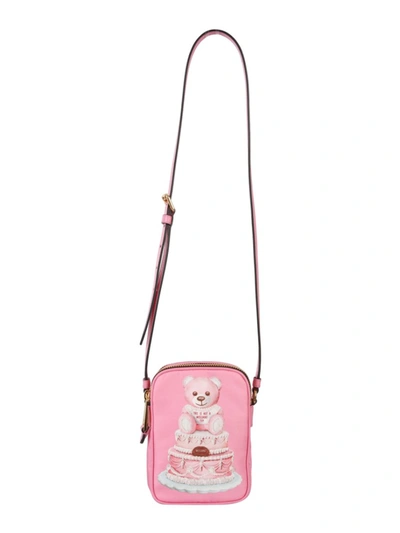 Shop Moschino Cake Teddy Bear Pink Polyester Shoulder Bag