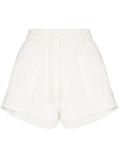 Shop Ambra Maddalena Nood Drawstring-waist Shorts In White