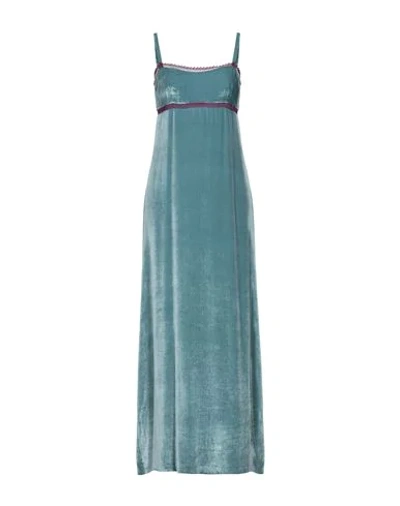 Shop Alberta Ferretti Long Dresses In Turquoise