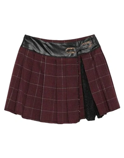 Shop Liu •jo Woman Mini Skirt Burgundy Size 8 Polyester, Viscose, Elastane, Metal, Polyurethane Resin In Red