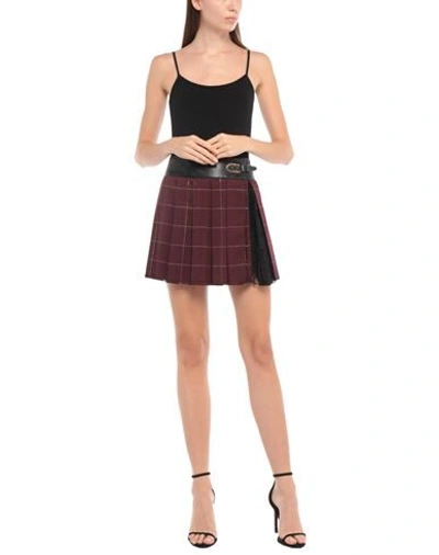 Shop Liu •jo Woman Mini Skirt Burgundy Size 8 Polyester, Viscose, Elastane, Metal, Polyurethane Resin In Red