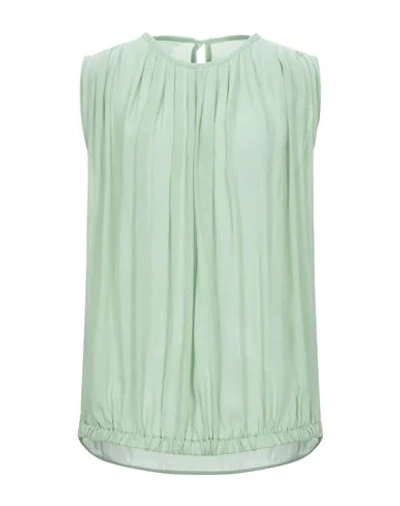 Shop L'autre Chose L' Autre Chose Woman Top Light Green Size 8 Silk