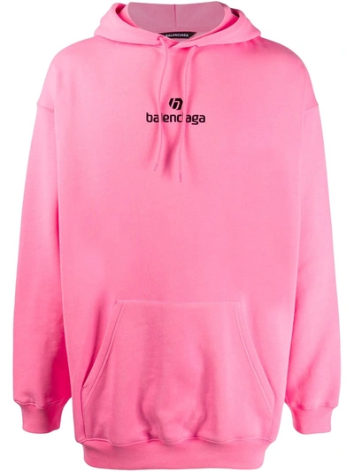 Shop Balenciaga Logo-embroidered Hoodie In Pink