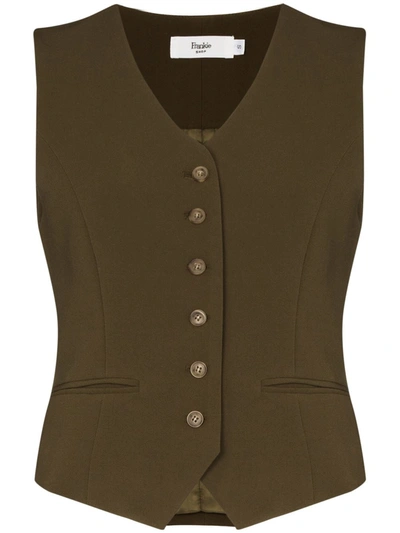 Shop The Frankie Shop Contrast-button Fitted Waistcoat In Green