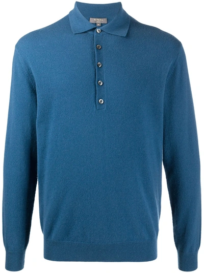 Shop N•peal Cashmere Polo Shirt In Blue