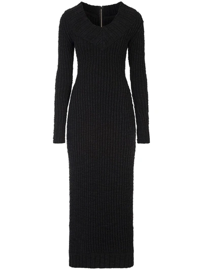 Shop Dolce & Gabbana Ribbed Knit Dress In Black