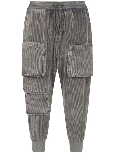 Shop Dolce & Gabbana Corduroy Cargo Pocket Track Pants In Grey