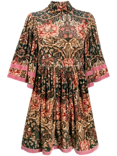 Shop L'autre Chose Floral-print Short Dress In Black
