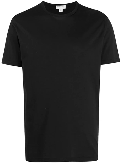 Shop Sunspel Crew Neck Cotton T-shirt In Black