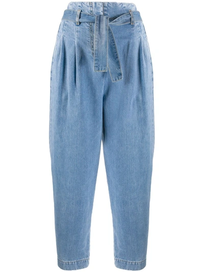 Shop Wandering Paperbag-waist Tapered Jeans In Blue