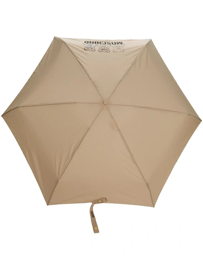 Shop Moschino Bear Motif Umbrella In Neutrals