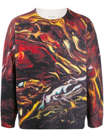 Shop Namacheko Abstract-print Wool Jumper In Red