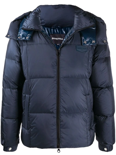 Shop Duvetica Logo Patch Padded Jacket In Blue