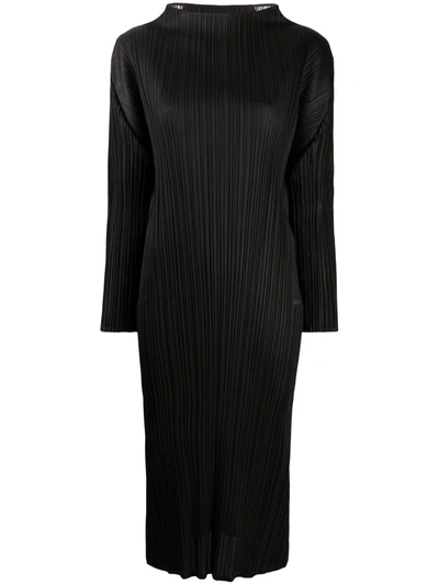 Shop Issey Miyake High-neck Pleated Dress In Black