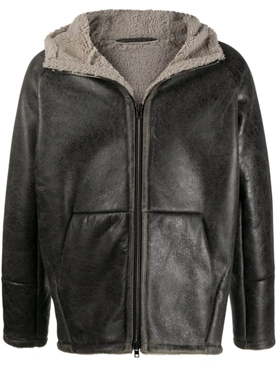 Shop Salvatore Santoro Hooded Leather Jacket In Black