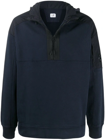 Shop C.p. Company Diagonal Fleece Cotton Sweatshirt In Blue