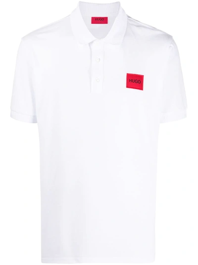 Shop Hugo Logo Patch Polo Shirt In White