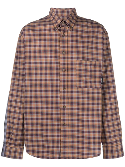 Shop Paccbet Check-print Long-sleeve Shirt In Brown