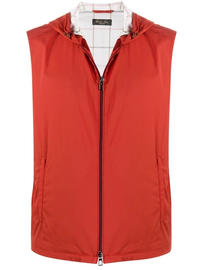 Shop Loro Piana Hooded Zip-up Gilet In Red