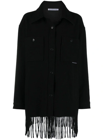 Shop Alexander Wang T Fringed Single-breasted Jacket In Black