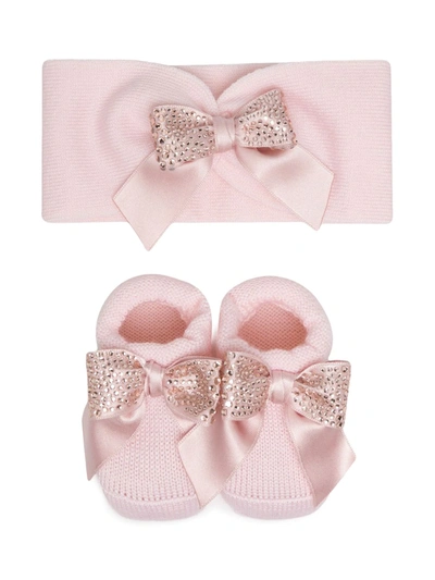 Shop La Perla Bow-detail Knitted Set In Pink