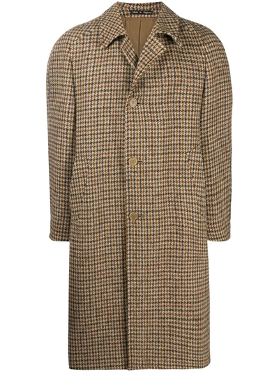 Pre-owned A.n.g.e.l.o. Vintage Cult 1990s Houndstooth Knee-length Coat In Neutrals