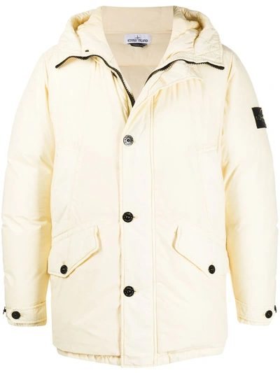 Shop Stone Island Feather Down Hooded Jacket In Neutrals
