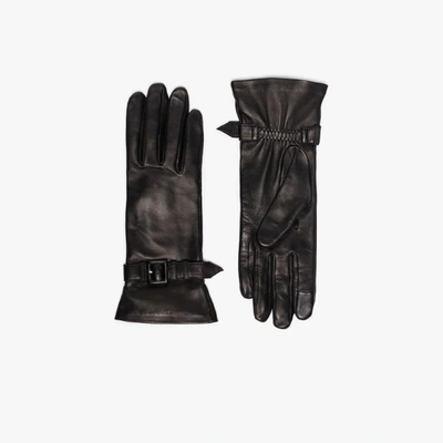 Shop Agnelle Black Myla Leather Gloves