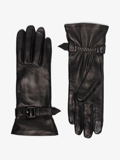 Shop Agnelle Black Myla Leather Gloves