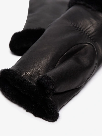 Shop Agnelle Black Fingerless Leather Gloves