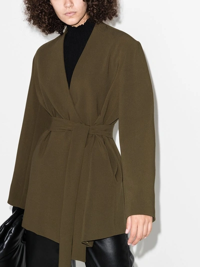 Shop The Frankie Shop Belted Wrap Jacket In Green