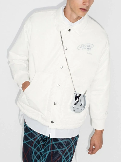 Shop Li-ning Reversible Printed Bomber Jacket In White