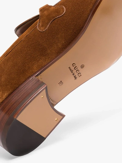 Shop Gucci Brown Phyllis Suede Loafers