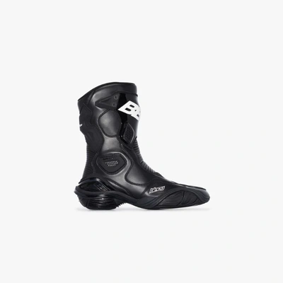 Shop Balenciaga Black Tyrex Leather Biker Boots