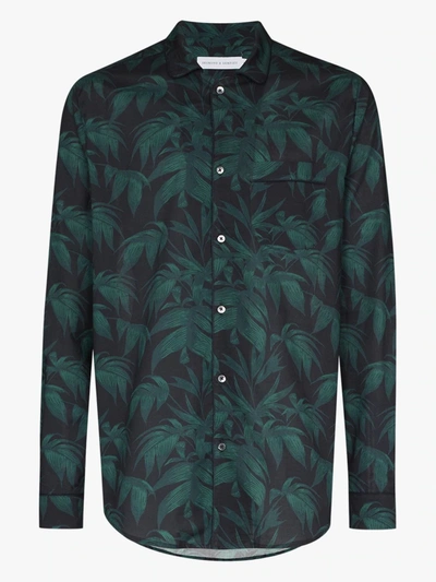 Shop Desmond & Dempsey Byron Tropical Print Pyjama Shirt In Blue