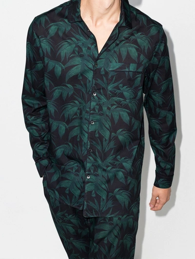 Shop Desmond & Dempsey Byron Tropical Print Pyjama Shirt In Blue