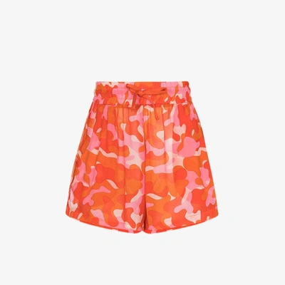 Shop Ambra Maddalena Orange Bobby Camouflage Print Shorts