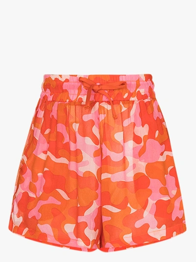Shop Ambra Maddalena Orange Bobby Camouflage Print Shorts